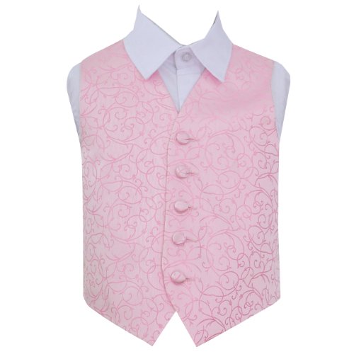 Image 1 of Baby Pink Boys Swirl Pattern Microfibre Wedding Vest Waistcoat 