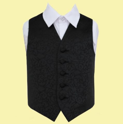 Image 0 of Black Boys Swirl Pattern Microfibre Wedding Vest Waistcoat 