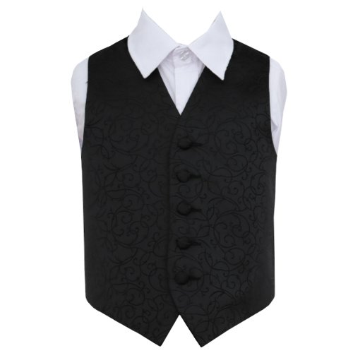 Image 1 of Black Boys Swirl Pattern Microfibre Wedding Vest Waistcoat 