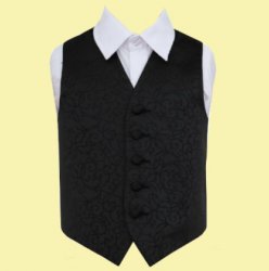 Black Boys Swirl Pattern Microfibre Wedding Vest Waistcoat 
