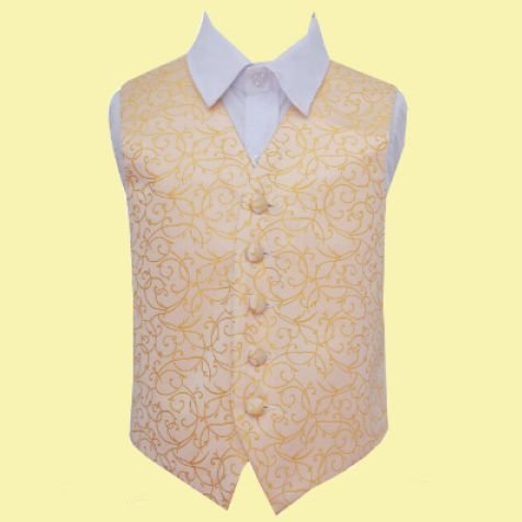 Image 0 of Gold Boys Swirl Pattern Microfibre Wedding Vest Waistcoat 