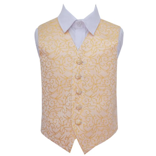 Image 1 of Gold Boys Swirl Pattern Microfibre Wedding Vest Waistcoat 