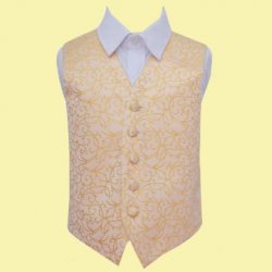 Gold Boys Swirl Pattern Microfibre Wedding Vest Waistcoat 