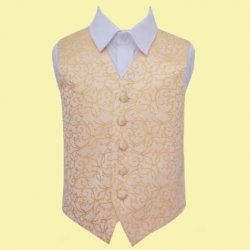 Gold Boys Swirl Pattern Microfibre Wedding Vest Waistcoat 