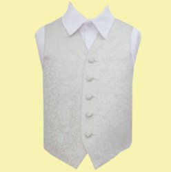 Ivory Boys Swirl Pattern Microfibre Wedding Vest Waistcoat 