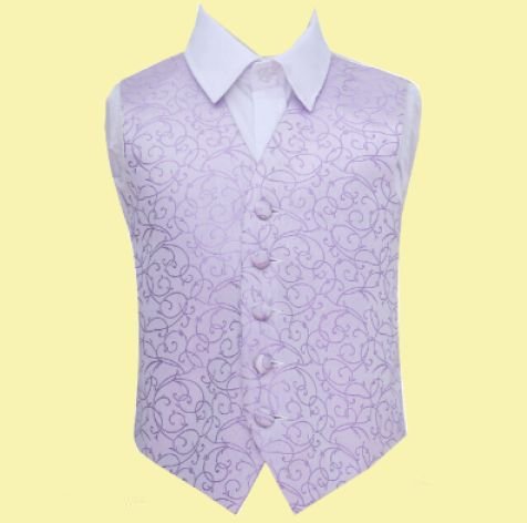 Image 0 of Lilac Boys Swirl Pattern Microfibre Wedding Vest Waistcoat 