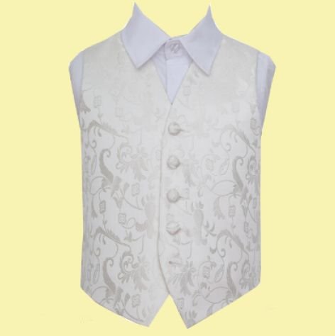 Image 0 of Ivory Boys Floral Pattern Microfibre Wedding Vest Waistcoat 