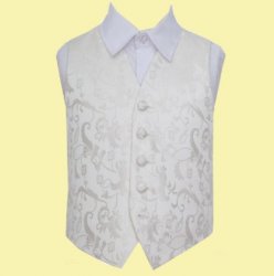 Ivory Boys Floral Pattern Microfibre Wedding Vest Waistcoat 