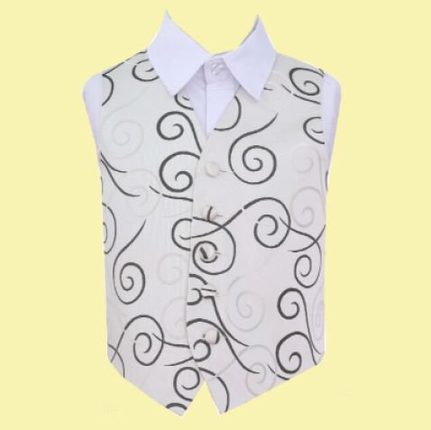 Image 0 of Black Boys Scroll Pattern Microfibre Wedding Vest Waistcoat 