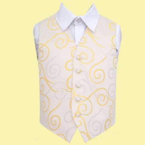 Image 0 of Gold Boys Scroll Pattern Microfibre Wedding Vest Waistcoat 