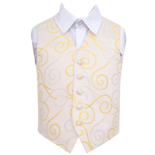 Image 1 of Gold Boys Scroll Pattern Microfibre Wedding Vest Waistcoat 