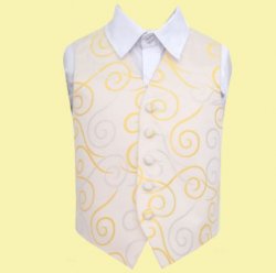 Gold Boys Scroll Pattern Microfibre Wedding Vest Waistcoat 
