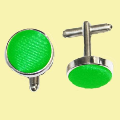 Image 0 of Apple Green Plain Satin Inlay Round Wedding Mens Cufflinks Five Sets