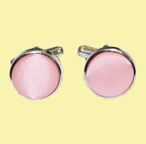 Image 0 of Baby Pink Plain Satin Inlay Round Wedding Mens Cufflinks Five Sets