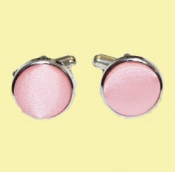 Baby Pink Plain Satin Inlay Round Wedding Mens Cufflinks Five Sets