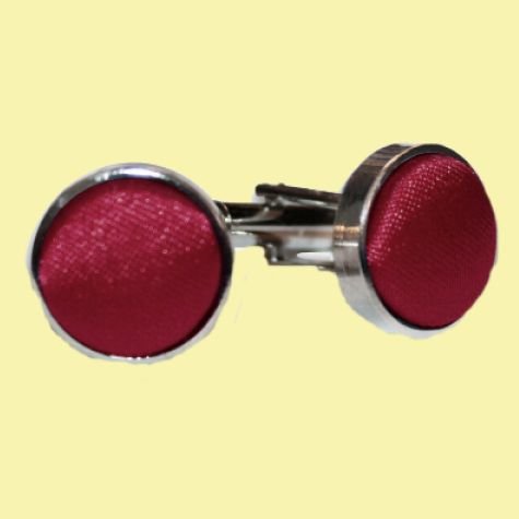 Image 0 of Burgundy Plain Satin Inlay Round Wedding Mens Cufflinks Five Sets