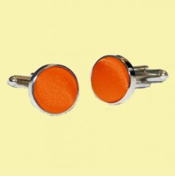 Burnt Orange Plain Satin Inlay Round Wedding Mens Cufflinks Five Sets