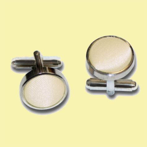 Image 0 of Champagne Plain Satin Inlay Round Wedding Mens Cufflinks Five Sets