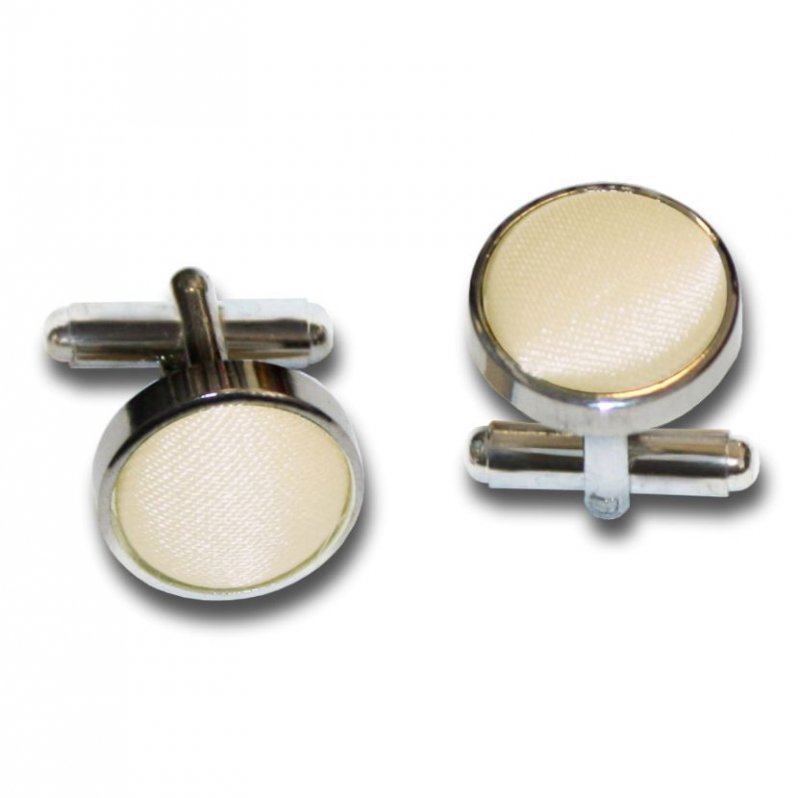 Image 1 of Champagne Plain Satin Inlay Round Wedding Mens Cufflinks Five Sets