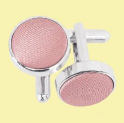 Dusty Pink Plain Satin Inlay Round Wedding Mens Cufflinks Five Sets