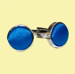 Electric Blue Plain Satin Inlay Round Wedding Mens Cufflinks Five Sets