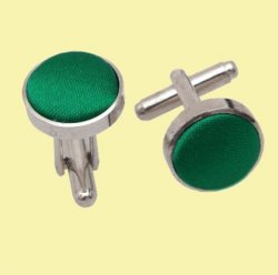 Emerald Green Plain Satin Inlay Round Wedding Mens Cufflinks Five Sets