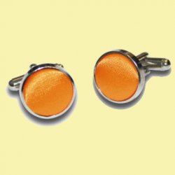Fluorescent Orange Plain Satin Inlay Round Wedding Mens Cufflinks Five Sets