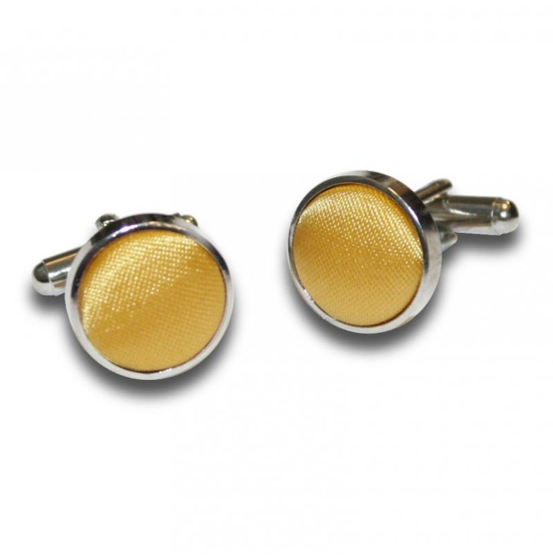 Image 1 of Gold Plain Satin Inlay Round Wedding Mens Cufflinks Five Sets