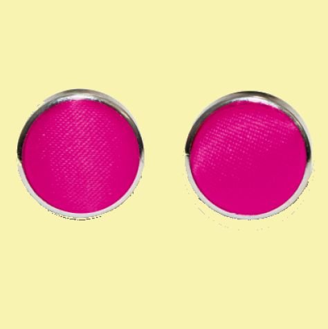 Image 0 of Hot Pink Plain Satin Inlay Round Wedding Mens Cufflinks Five Sets