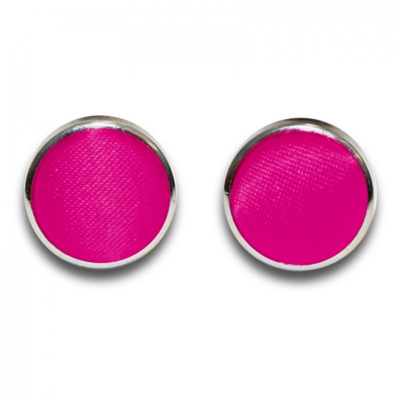 Image 1 of Hot Pink Plain Satin Inlay Round Wedding Mens Cufflinks Five Sets