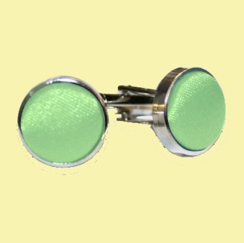 Image 0 of Lime Green Plain Satin Inlay Round Wedding Mens Cufflinks Five Sets