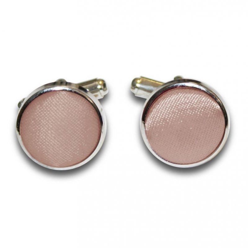 Image 1 of Mocha Brown Plain Satin Inlay Round Wedding Mens Cufflinks Five Sets