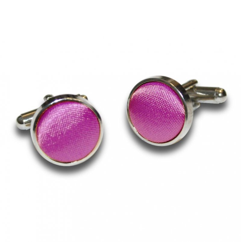 Image 1 of Mulberry Plain Satin Inlay Round Wedding Mens Cufflinks Five Sets