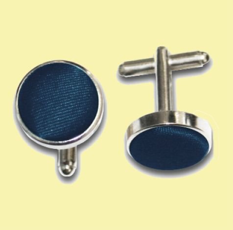 Image 0 of Navy Blue Plain Satin Inlay Round Wedding Mens Cufflinks Five Sets