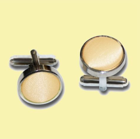 Image 0 of Pale Yellow Plain Satin Inlay Round Wedding Mens Cufflinks Five Sets