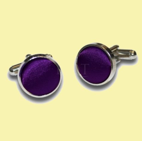 Image 0 of Purple Plain Satin Inlay Round Wedding Mens Cufflinks Five Sets