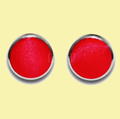 Image 0 of Scarlet Red Plain Satin Inlay Round Wedding Mens Cufflinks Five Sets