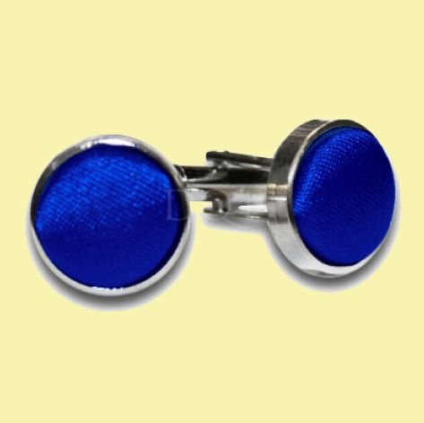 Image 0 of Royal Blue Plain Satin Inlay Round Wedding Mens Cufflinks Five Sets
