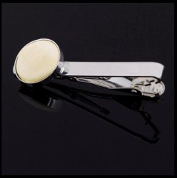 Champagne Plain Satin Inlay Round Wedding Mens Tie Clip Set Of Two