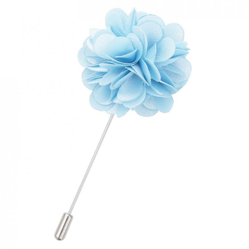 Image 1 of Baby Blue Plain Satin Tie Pin Wedding Mens Lapel Pin Set Of Two