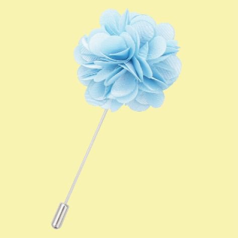 Image 0 of Baby Blue Plain Satin Tie Pin Wedding Mens Lapel Pin Set Of Two