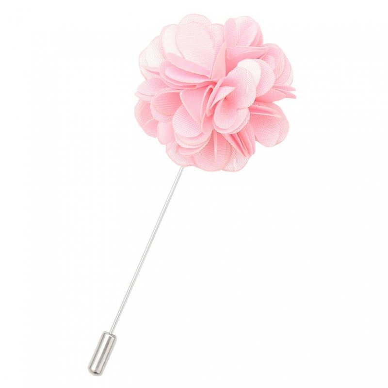 Image 1 of Baby Pink Plain Satin Tie Pin Wedding Mens Lapel Pin Set Of Two