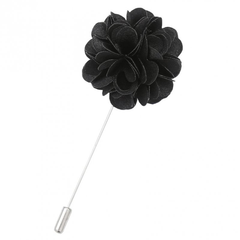 Image 1 of Black Plain Satin Tie Pin Wedding Mens Lapel Pin Set Of Two