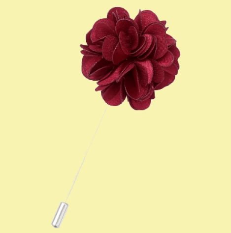 Image 0 of Burgundy Plain Satin Tie Pin Wedding Mens Lapel Pin Set Of Two