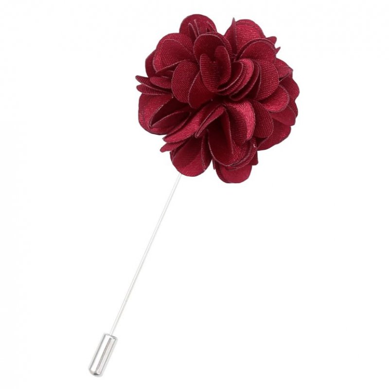 Image 1 of Burgundy Plain Satin Tie Pin Wedding Mens Lapel Pin Set Of Two