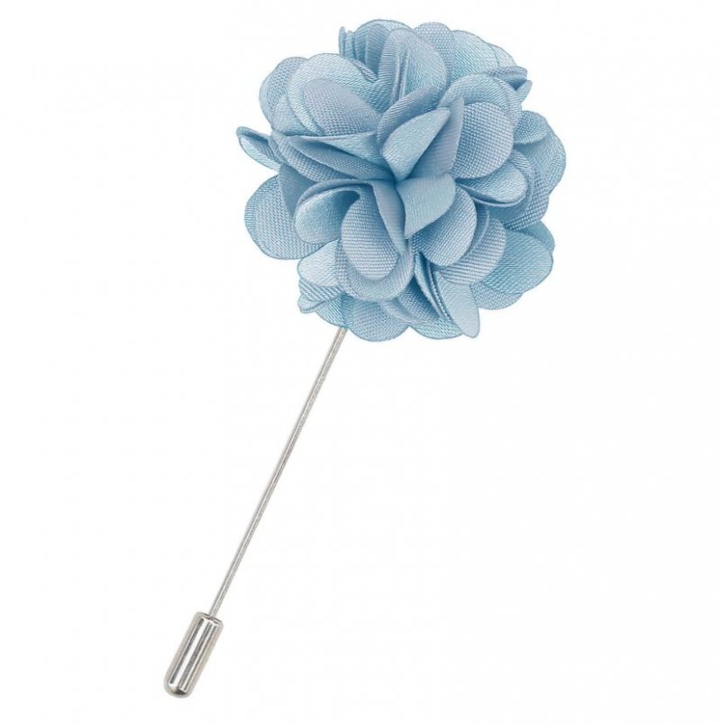 Image 1 of Dusty Blue Plain Satin Tie Pin Wedding Mens Lapel Pin Set Of Two