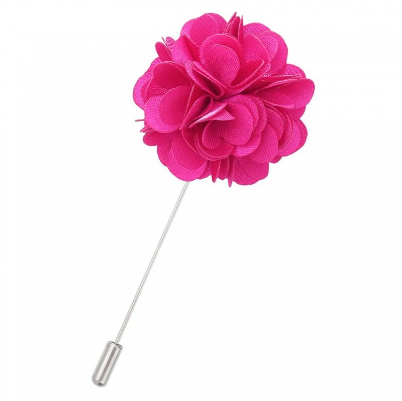 Image 1 of Hot Pink Plain Satin Tie Pin Wedding Mens Lapel Pin Set Of Two
