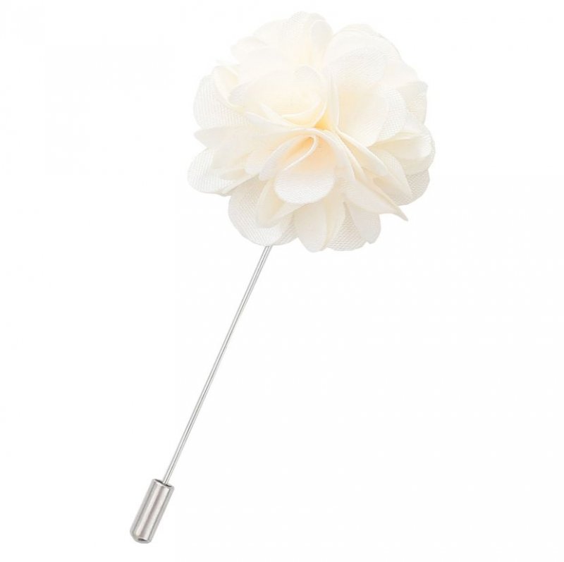Image 1 of Ivory Plain Satin Tie Pin Wedding Mens Lapel Pin Set Of Two
