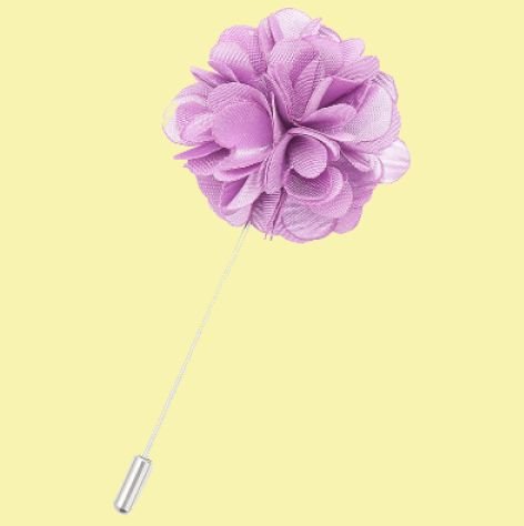 Image 0 of Lilac Plain Satin Tie Pin Wedding Mens Lapel Pin Set Of Two