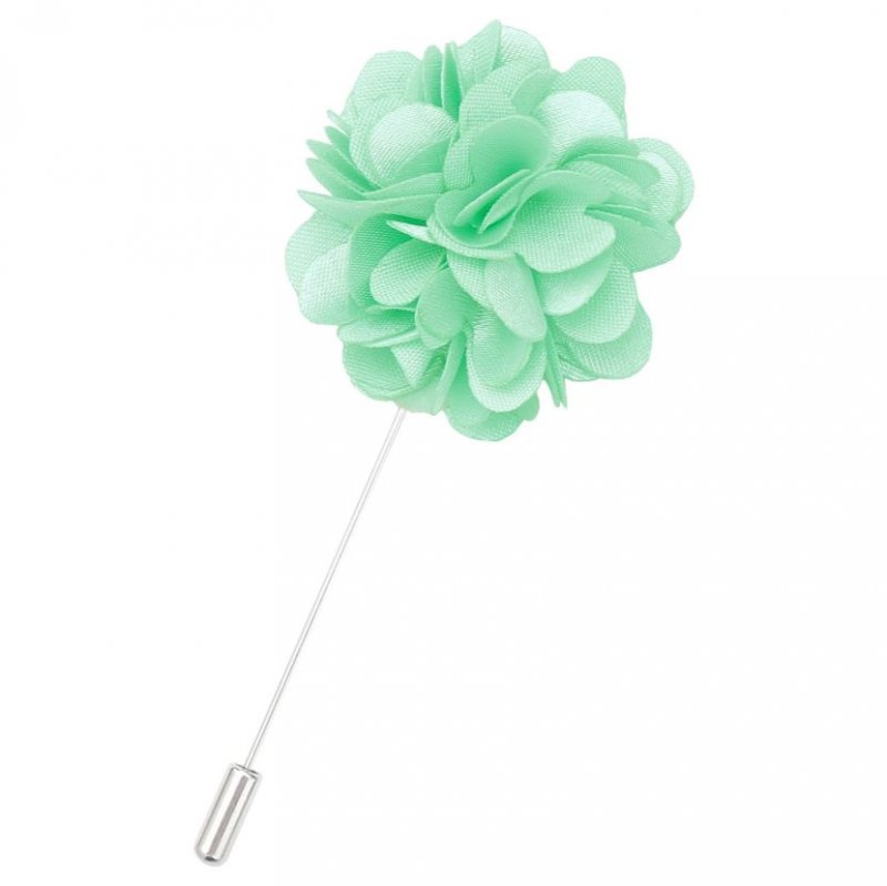Image 1 of Mint Green Plain Satin Tie Pin Wedding Mens Lapel Pin Set Of Two